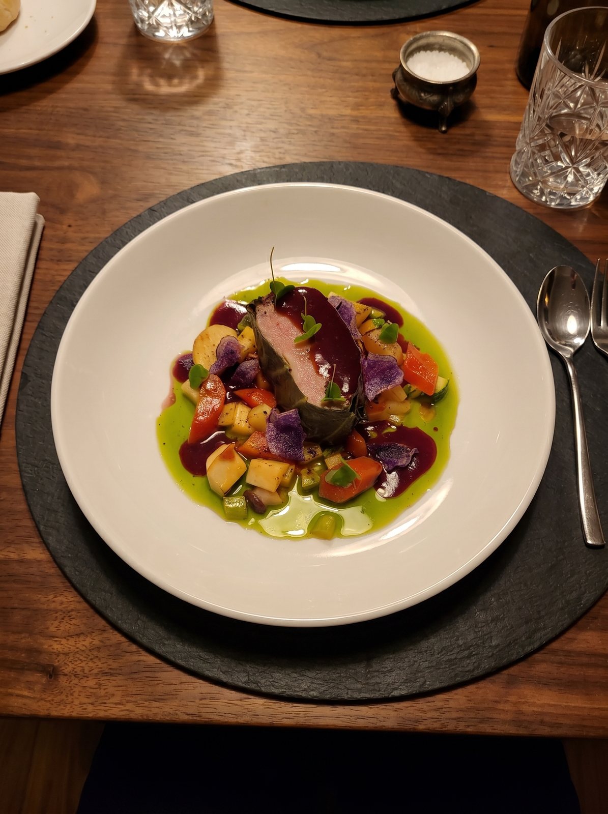 Entenbrust mit Erbsen-Risotto und Kirsche